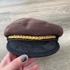 Quiksilver Boys Yachting Captain Hat Brown Black Gold Surf Style OS